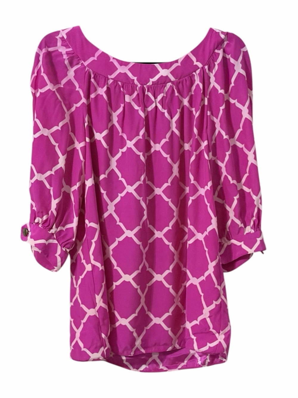 Alice + Trixie Womens Pink Geometric Blouse Size Large Boho Top